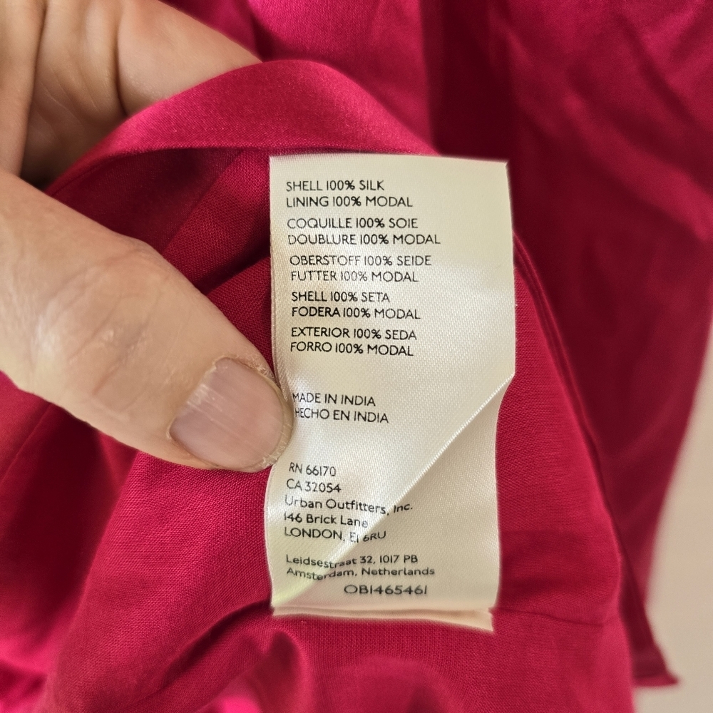 Anthropologie Braided One Shoulder 100% Silk Midi Dress in Raspberry NWT New - Picture 11 of 11